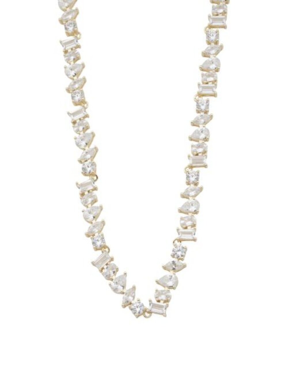 NEO 14kt Gold Plated Demi Fine Cubic Zirconia Cluster Tennis Necklace